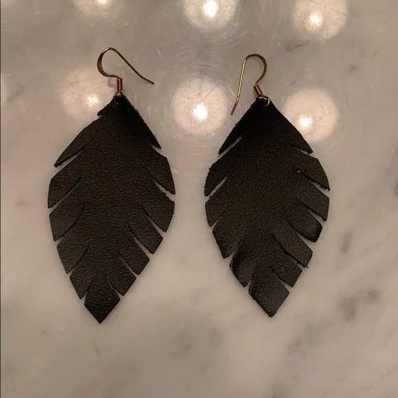Handmade red leather earrings